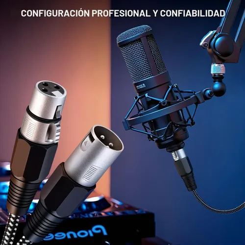 Vista 6 de Cable XLR KINXIYU 3 pies, cable de micrófono 3 Pin Nylong trenzado balanceado XLR macho a hembra, cables de parche de micrófono de servicio pesado