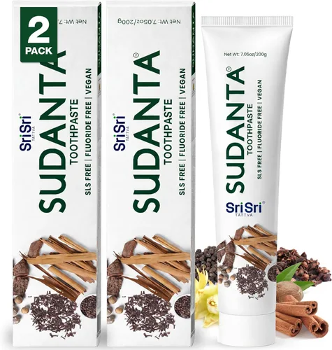 Vista 10 de Sri Sri Tattva Sudanta - Pasta de dientes de carbón - SLS, pasta de dientes herbales sin flúor con neem y hierbas ayurvédicas, blanqueamiento dental