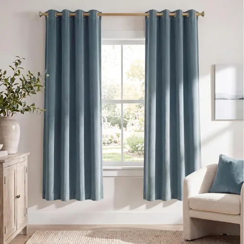 Vista 55 de StangH Cortinas de terciopelo gris de 84 pulgadas para oscurecer la habitación, con aislamiento térmico, cortinas gruesas y pesadas para sala