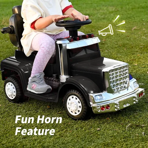 Vista 4 de Outfunny Coche de empuje 3 en 1 para niños pequeños de 1 a 3 años con mango y música Negro