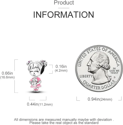 Vista 4 de Hapour Abalorios de plata de ley 925 para pulseras de dije, collar, joyería, colgante, abalorios, abalorios para mujeres y madres