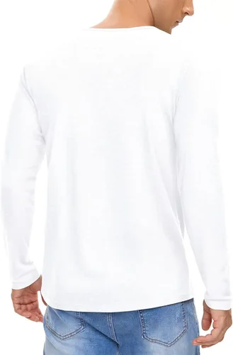 Vista 5 de NUOKESASI Camiseta básica Henley de manga corta y larga para hombre