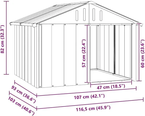 Vista 3 de vidaXL Casa para perros, perrera para mascotas al aire libre con techo a prueba de clima, perrera duradera para cachorros al aire libre