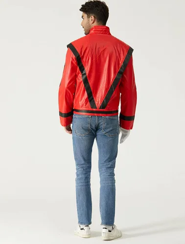 Vista 5 de Chaqueta de piel roja y negra para cosplay