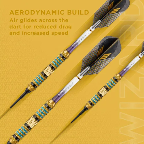Vista 4 de Viper Wizard Soft Tip Darts, Brass Alloy Barrels with Diamond-Cut Etchings and Knurled Rings