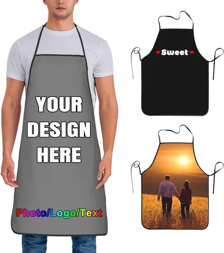 Vista 19 de Delantal de chef personalizado para hombres y mujeres, para cocinar, con nombre, logotipo, foto, regalos de cocina para familiares y amigos