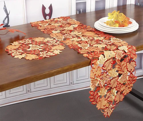 Vista 3 de GRANDDECO Camino de mesa de otoño para el día de Acción de Gracias, 13 x 68 pulgadas con hojas de arce para otoño, cena familiar, decoración