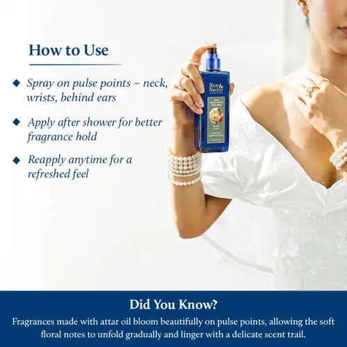 Vista 8 de Blue Nectar Niraa Jasmine Nayika Body Attar Bruma de perfume para mujer Attar de jazmín de larga duración con hoja de higuera Spray de niebla