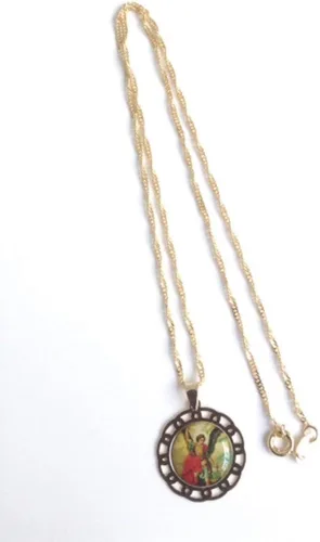 Vista 5 de SIFRIMANIA Medalla Religiosa Católica Chapada en Oro con Cadena Espiral para Niños y Mujeres