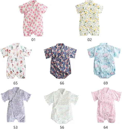 Vista 2 de PAUBOLI Bata de kimono para bebé, mameluco de algodón para bebés, pijamas japoneses Sakura