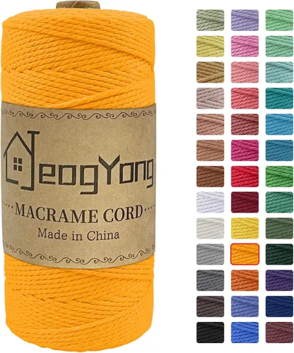 Vista 42 de JeogYong Cuerda de macramé de 0.078 pulgadas x 218 yardas, cuerda de algodón natural torcida de 3 hebras, cuerda de algodón de color para colgar