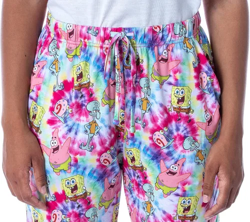 Vista 3 de Nickelodeon Womens' SpongeBob SquarePants Spiral Tie Dye Sleep Pajama Pants
