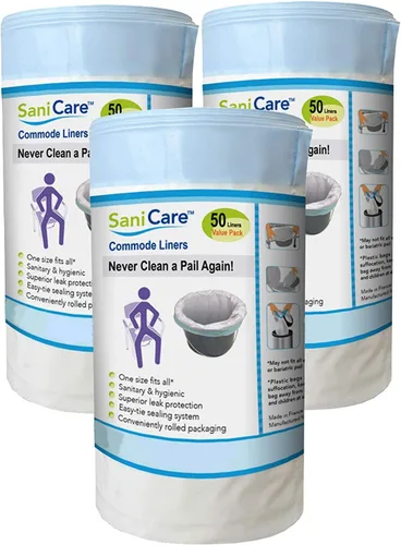 Vista 7 de Commode Liners – Paquete de 100 forros desechables para inodoro – Se adapta a todas las comodidades de cabecera estándar – Elimina olores – Nunca