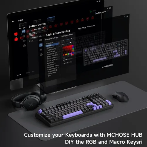 Vista 8 de MCHOSE Teclado mecánico inalámbrico G98 PRO, teclado para juegos de conexión de tres modos, estructura de junta personalizada intercambiable