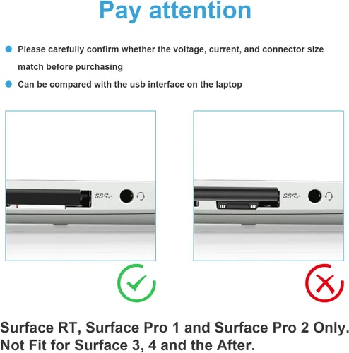 Vista 6 de Cargador adaptador de CA de fuente de alimentación de tableta de 24 W para Microsoft Surface RT, Surface 2, Surface Pro 1, Surface 1512 1516 i5 i7