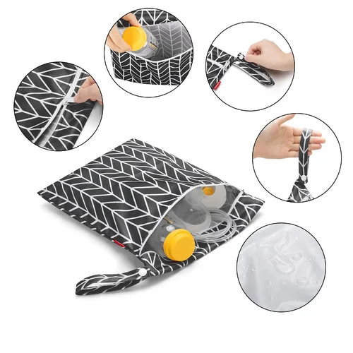 Vista 2 de Damero Bolsa de piezas de extractor de leche, bolsa de piezas de extractor de leche seco y húmedo, bolsa de bombeo con alfombrilla impermeable