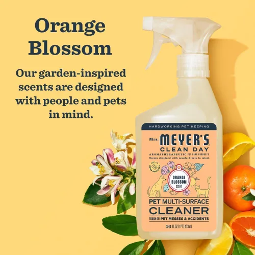 Vista 3 de Mrs. MEYER'S Clean Day Limpiador multisuperficie para mascotas, aroma a flor de naranja, 16 onzas, (paquete de 2)