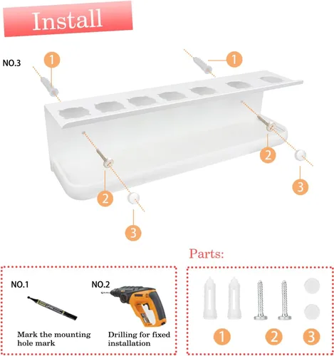 Vista 6 de Soporte de almacenamiento montado en la pared compatible con Dyson Airwrap Soporte de almacenamiento para estante de baño, organizador de estantes