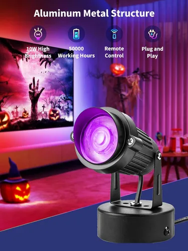 Vista 2 de ZUCKEO Focos LED de 10W para Interiores RGBW que Cambian de Color Iluminación Ascendente para Interiores con Control Remoto, Foco Navideño de 120V