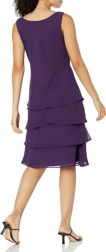 Vista 7 de SL Fashions Vestido de chaqueta de lentejuelas escalonadas adornado para mujer pequeño y regular Púrpura