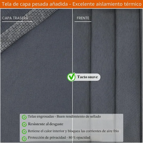Vista 3 de Cortina de puerta aislada térmica magnética reforzada, tela en capas más gruesa