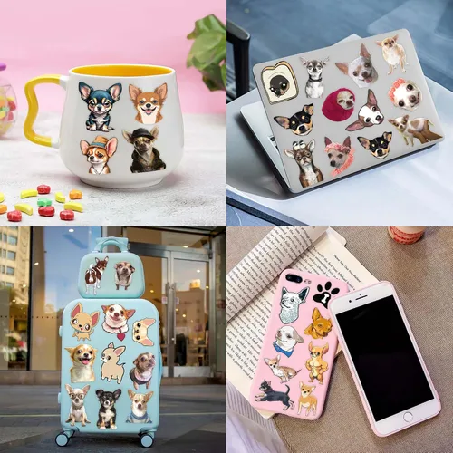 Vista 5 de Chihuahua - Tatuajes temporales para perro, suministros para fiesta de cumpleaños, recuerdos, tema, divertido, chihuahua, perro, cachorro, súper