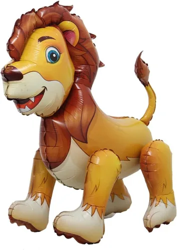 Vista 12 de Globos 4D para caminar con temática de animales de aluminio, león, panda, alpaca, ballon, selva, bosque, zoológico, suministros para fiesta
