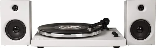 Vista 3 de Crosley T150A-WH - Moderno sistema de tocadiscos Bluetooth de 2 velocidades con brazo de tono ponderado variable y altavoces estéreo, color blanco