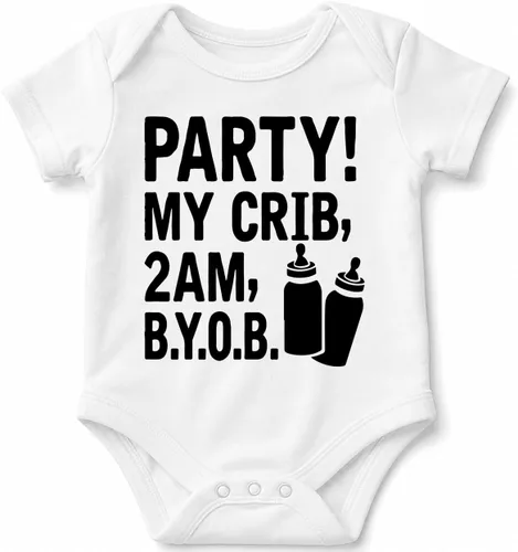Vista 10 de Party! My Crib, 2 AM, B.Y.O.B. - Body divertido para bebé de cultura pop Negro
