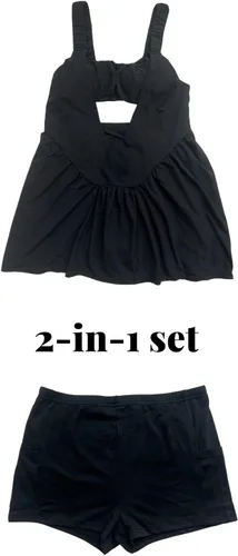 Vista 5 de AnotherChill Vestido de tenis para mujer, brasier integrado y pantalones cortos a juego, bolsillos, vestidos de entrenamiento, trajes atléticos