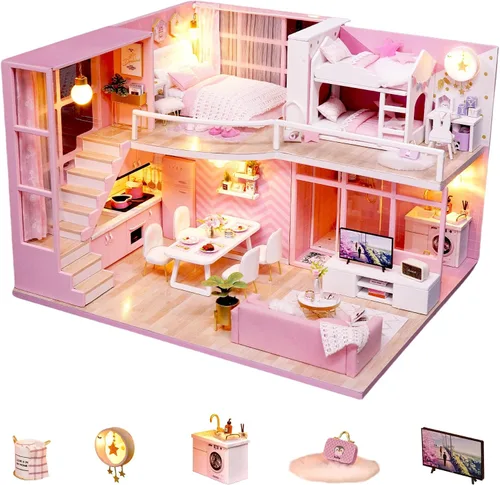 Vista 10 de Flever Casa de Muñecas en Miniatura Kit DIY para Casa Creativa con Muebles para Regalo Romántico de San Valentín (Historias de Flores)