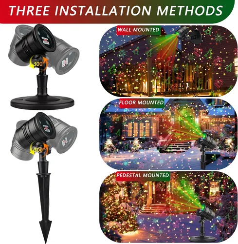 Vista 5 de Proyector de luces láser de Navidad para exteriores: impermeable al aire libre decoraciones de Navidad luz láser, luces de Navidad de proyección