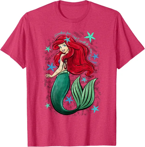 Vista 33 de Disney The Little Mermaid - Camiseta con notas musicales de Ariel, talla S Blanco