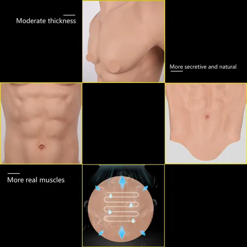 Vista 6 de YIQI Chaleco de silicona para el pecho de los músculos abdominales de silicona suave