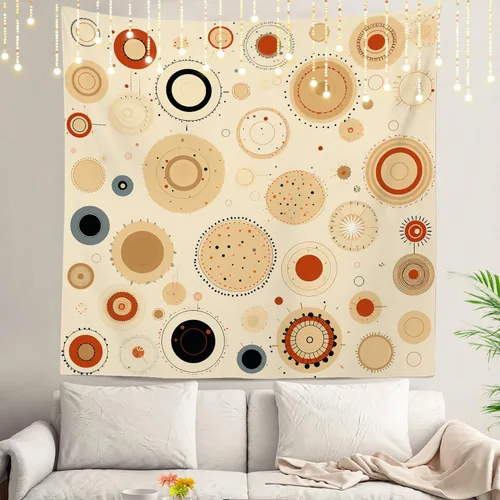 Vista 47 de Shrahala Circles Tapestry, Abstract Art With Various Circles Wall Hanging Hd Print Polyester Backdrop For Dorm Room Bedroom 30 X 40 In