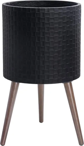 Vista 28 de D'vine Dev Maceta Elegante con Patrón de Azulejos Geométricos Modernos de 12 Pulgadas con Soporte, Portamacetas Decorativo para Interiores