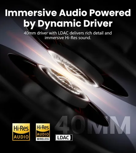 Vista 2 de Edifier W820NB Plus Gen 2 Auriculares inalámbricos sobre la oreja con cancelación de ruido, -49 dB ANC, audio LDAC de alta resolución, 88H