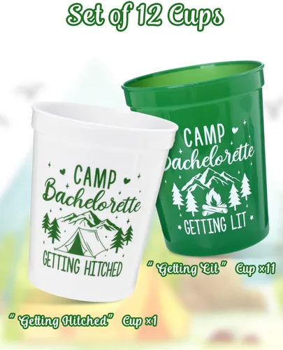 Vista 5 de Nefelibata Vasos de plástico para fiesta de despedida de soltera, 12 unidades, tazas de estadio para campamento, regalos de despedida de soltera