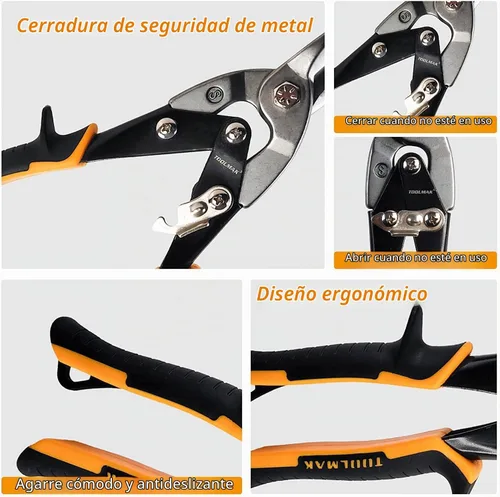 Vista 4 de TOOLMAK Tijeras de aviación de corte recto de 10 pulgadas