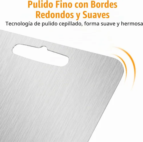 Vista 3 de Juego de tablas de cortar de acero inoxidable de 3 piezas, grado alimenticio, apto para lavavajillas, resistente al olor, para carne, frutas