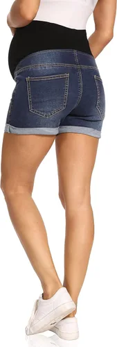 Vista 8 de Foucome Pantalones cortos de mezclilla de maternidad con dobladillo 135 azul oscuro
