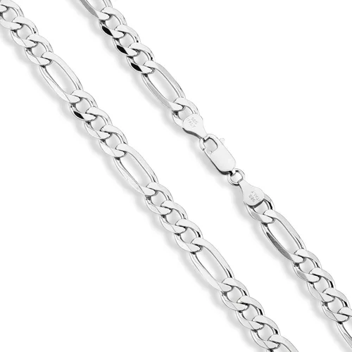 Vista 2 de Miabella Italian 925 Sterling Silver 7mm Solid Diamond-Cut Figaro Link Chain Necklace for Men, Made in Italy