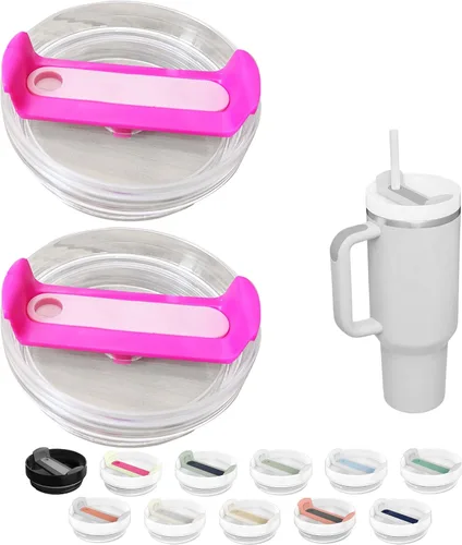 Vista 19 de Tapa de Vaso de 40 OZ Compatible con Stanley Quencher, Paquete de 2 Tapas de Vaso de Acero Inoxidable a Prueba de Derrames y Resistentes a