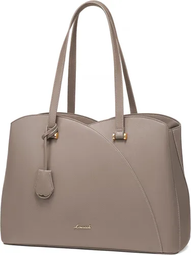 Vista 13 de LOVEVOOK Bolso de mano para laptop para mujeres, bolsos de trabajo, bolso para laptop para maestros, bolso de computadora de cuero, carteras Negro
