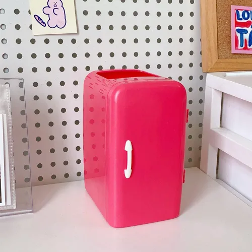 Vista 3 de JHTPSLR Caja organizadora Kawaii de artículos de papelería para refrigerador, soporte para bolígrafos, lindo contenedor estético para guardar