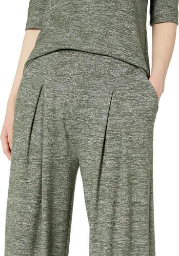 Vista 3 de Daily Ritual Pantalón de pierna ancha plisado de punto acogedor para mujer