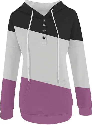 Vista 4 de SMIDOW Sudaderas con capucha para mujer, con bloques de color, botones, sudaderas Y2K, sudaderas con capucha para entrenamiento, ropa de otoño 2023