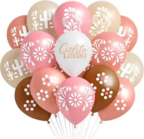 Vista 9 de Soulchen 45 globos Cielito Lindo para decoración de fiesta, 12 pulgadas, Platos De Barro, globos de fiesta, decoración de fiesta de Talavera