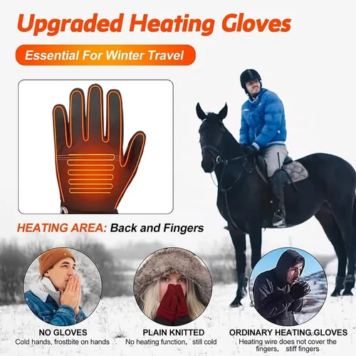 Vista 5 de Guantes calefactables con batería eléctrica recargable, guantes térmicos transpirables para hombres y mujeres, guantes delgados con calefacción