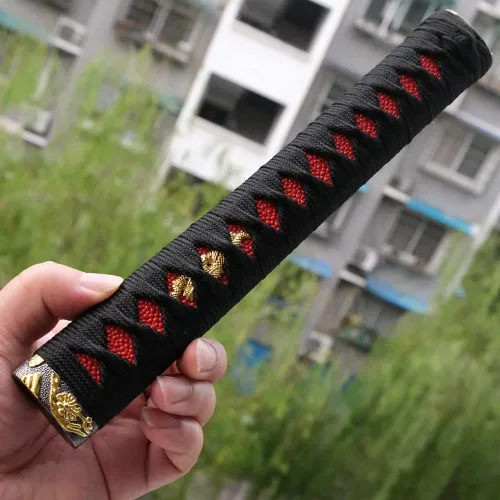 Vista 2 de boyu Mango de espada japonesa samurái Katana Tsuka10.2 '' aleación/cobre/hierro accesorios reales o falsos Samegawa
